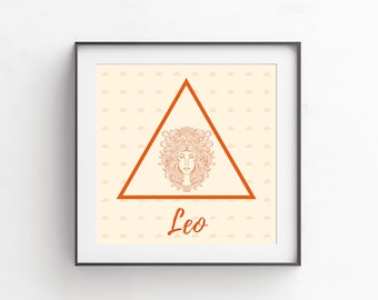 LEO WALL ART - Zodiac - Digital Download - 10x10 - Sun Sign - Moon Sign - Constellation - Square Frame - Eclectic - Prints