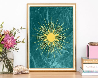 SUN, SUNBURST, VINTAGE sun, Modern, Eclectic, Art, Wall Decor, Digital Download