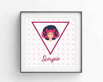 SCORPIO WALL ART - Zodiac Sign - 10x10 - Square Frame - Constellations - Wall Art - Digital Download