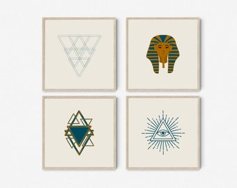 SACRED GEOMETRY - EGYPTIAN - Third Eye - Set of 4 - Wall Art - Digital Download - Printable Art