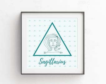 SAGITTARIUS WALL ART - Downloadable Print - 10x10 - Square - Zodiac - Sun Sign - Moon Sign - Sag - Eclectic -