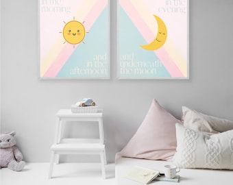 NURSERY - I Love You - WALL ART - 2 Digital Prints - 16x20 - Nursery Rhyme - Quote -