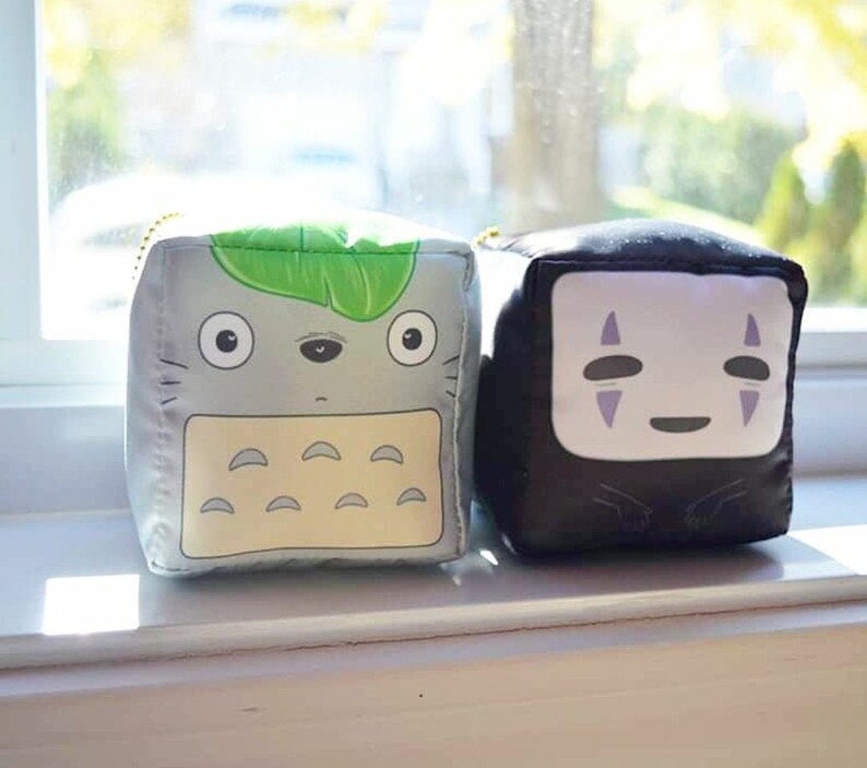 Totoro & No Face Cube Plush Keychain Studio Ghibli | Etsy