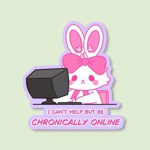 Chronisch Online Kleiner Mii - 7,5 cm Regenbogen Holographischer Vinyl Aufkleber - Niedlich - Kawaii - Häschen - Kaninchen