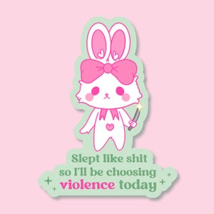 Slept like poopoo Mii - 3 "Glitter/Stern Holographischer Vinylaufkleber - Süsser Kawaii - Hase - Kaninchen