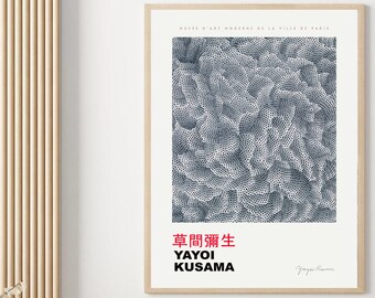 Yayoi Kusama, Exhibition Print, Replica, Silver Nets, Aesthetic Poster, Modern Art, Salon Decor, Japanese Wall Art, Digital Prints