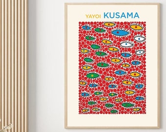 Yayoi Kusama Exhibition Poster Replica, Eyes Flying in the Sky 2006, Aesthetic Poster, Museum Print Digital Prints