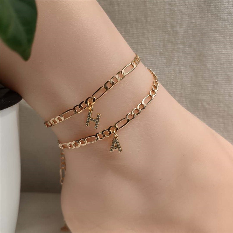 Dainty A to Z Gold Plated Anklet Gold Initial Anklet Letter Anklet ...