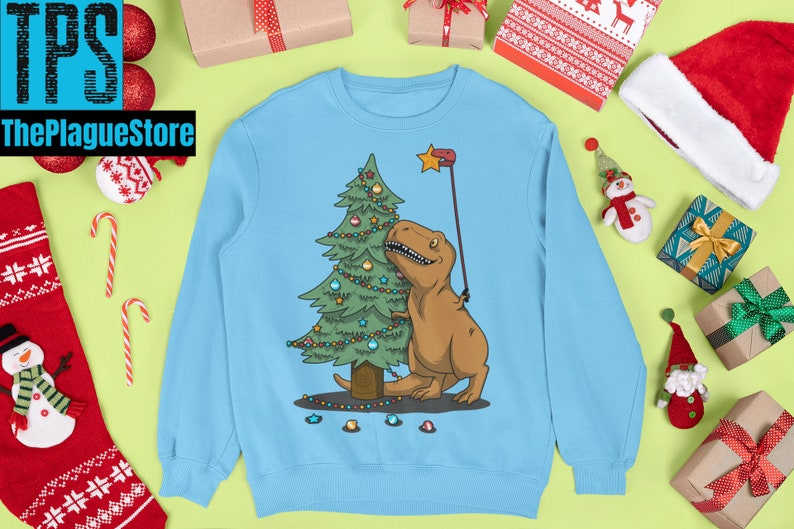 Christmas TRex Sweater Christmas Dinosaur Sweater TRex Etsy