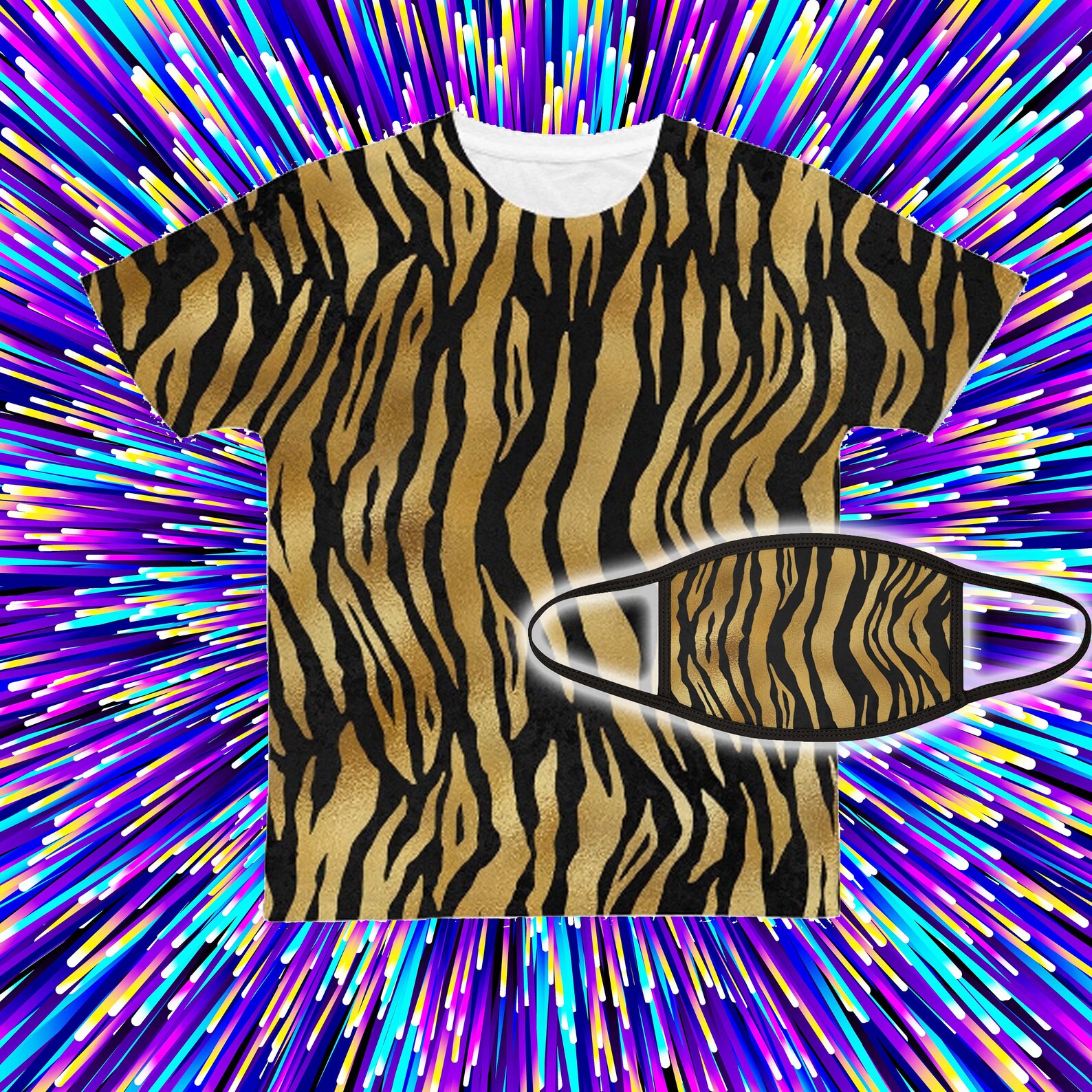 Unisex Black And Gold Tiger Stripe TShirt Tiger Pattern Etsy