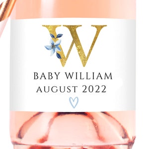 Baby Boy Baby Shower Mini-Champagne Label | LABEL ONLY | Waterproof, Tear Resistant & Removable | 3" x 2"