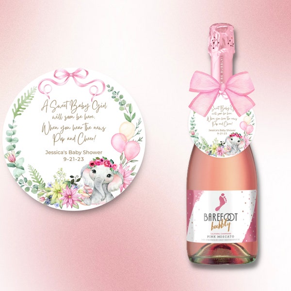 A Sweet Baby Girl | Baby Shower Champagne Tags | Sweet Baby Girl | Baby Shower Favors | Personalized | Tags Only