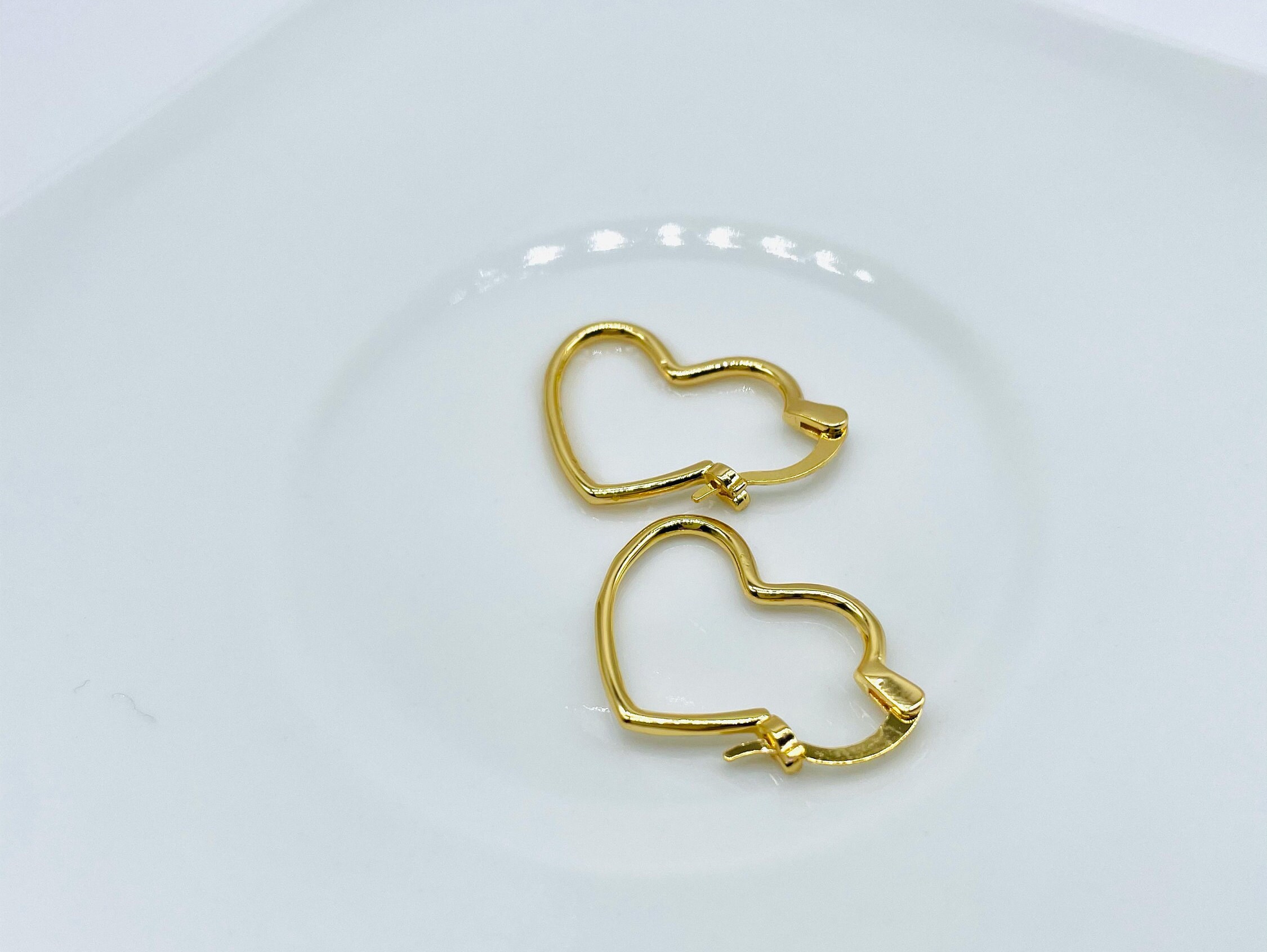 Heart Hoops 18K Gold Filled Earrings Heart Earrings | Etsy