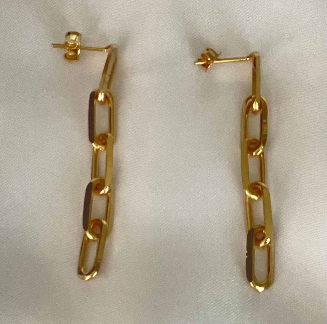 Paper Clip Earrings Chain Link Earrings 18K Gold Filled Etsy