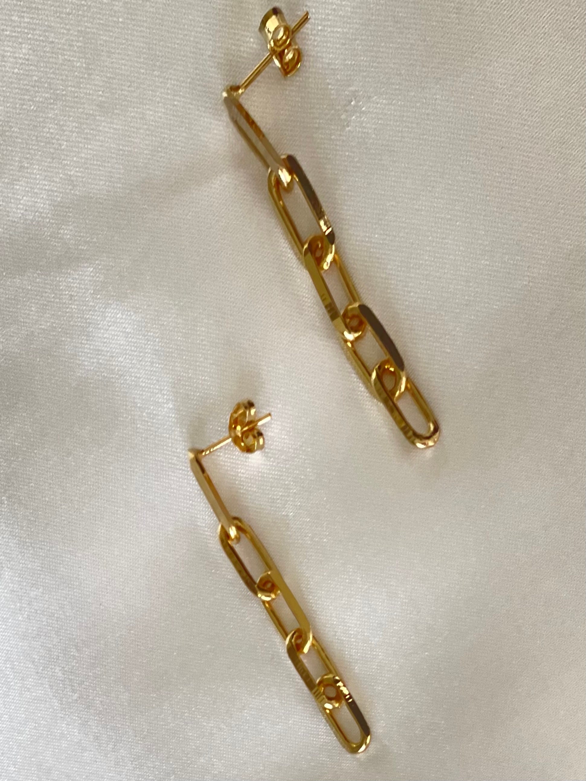 Paper Clip Earrings Chain Link Earrings 18K Gold Filled Etsy