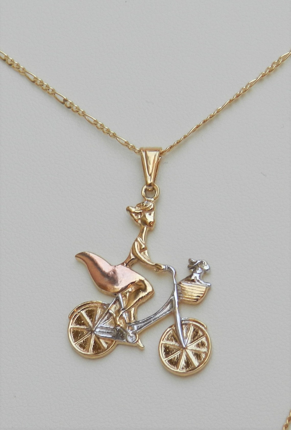 Gold Bicycle Necklace18K Gold Filled Necklace Three Tone Etsy