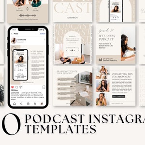 Podcast Instagram Template, Post Template For Podcast,  Instagram Templates Canva Editable