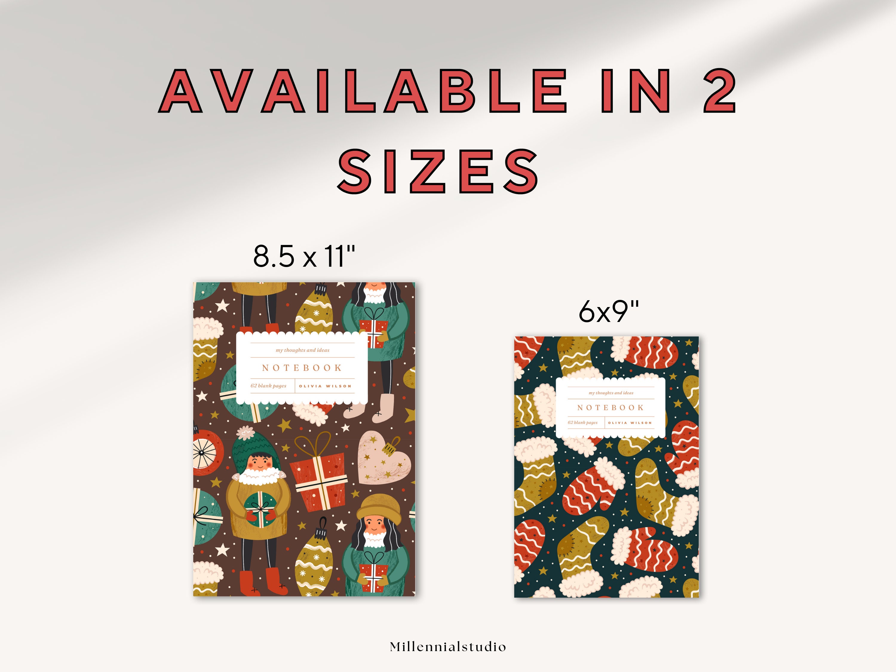 Christmas Notebook Kdp Cover Template Canva, Composition Notebook Cover