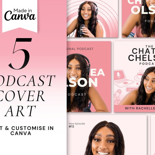 Podcast Cover Art Template Canva Template Podcast Graphics - Etsy