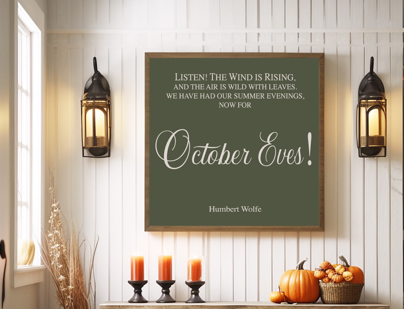Rustic October Sign October Eves Fall Sign, Hand-painted Wood Decor for Cozy Autumn ...
