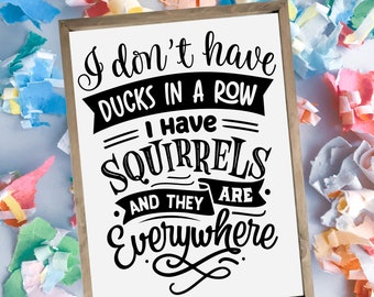 I Don't Have Ducks in a Row, I Have Squirrels Everywhere, Funny Hand Painted Framed Wood Sign, Humorous Decor, Funny Office Gift