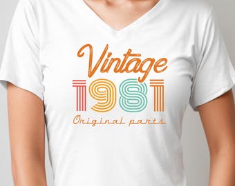 Vintage 1981 T-Shirt, 45nd Birthday Gift, Retro Style Tee