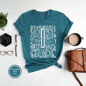 1st Grade Shirt, 1st Grade Typography T-Shirt, First Grade Teacher Tshirt, Teacher Tee, Grade Level Shirt, Elementary School Teacher Shirt