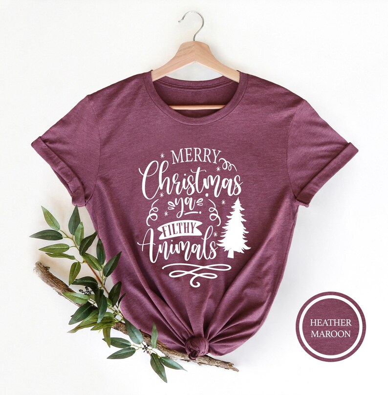 Merry Christmas Ya Filthy Animals Shirt, Funny Christmas Shirts, Christmas Vacation Shirt, Funny Xmas Shirt, Winter Shirt, Holiday Shirt image 2