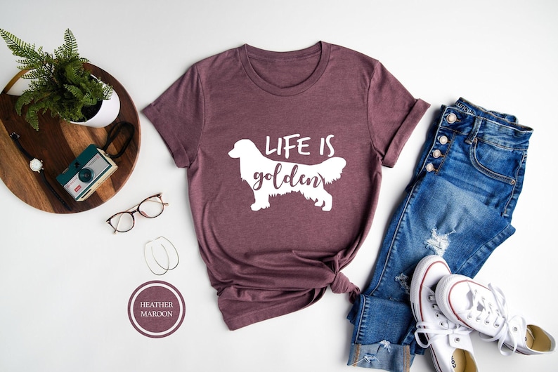 Life Is Golden Shirt, Golden Retriever Mom, Golden Retriever Tee, Dog Mom Shirt, Cute Dog Shirt, Gift For Dog Lover, Dog Shirt For Women image 1