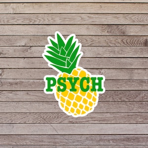 Psych TV Show Logo Pineapple Sticker Decal for Fans of Psych, car decal, laptop sticker, pineapple decal, christmas present, shawn spencer
