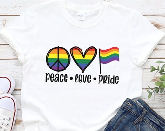 Peace Love Pride Rainbow Shirt,LGBT Shirt,Pride Flag Shirt,LGBT Flag Shirt,Bisexual Shirt, Lesbian Shirts,Rainbow Flag Shirt,Gay Pride