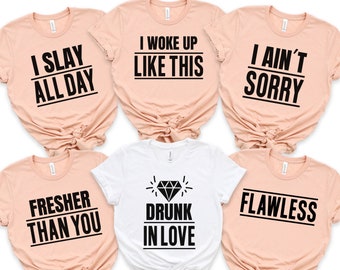 #IG Tank Top 1 Just Drunk iron on 12 DRUNK In love Bachelorette Party iron on for T shirt Set of 13