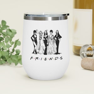 Halloween Friends 12 oz. tumbler, Halloween Gifts for Her, Wine Lover Gift, Insulated Wine, Wine Cup with Lid, Personalized Wine Tumbler