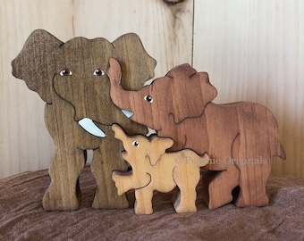 Elephant family puzzle , elephant ,  Art Puzzle , Made in the USA , Africian Elephant , Elephant Puzzle , nature