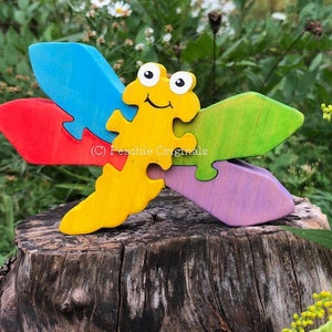 DragonFly , 3-D , Handmade , Wooden Art Puzzle , Made in the USA , Nontoxic , Dragonfly puzzle , kids puzzle