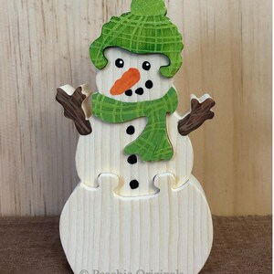 Snowman , Wooden Art Puzzle , Made in the USA , Nontoxic , 3-D , Snowman puzzle , snow baby , Christmas puzzle