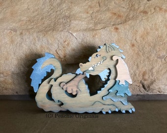 Water Dragon puzzle , Scroll Saw Art puzzle , Wood Puzzle , Handmade in USA , Dragon Puzzle , Sea Serpent , June Burns , 3 - D