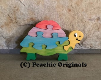 Turtle Puzzle , made of solid wood , animal puzzle ,friendly