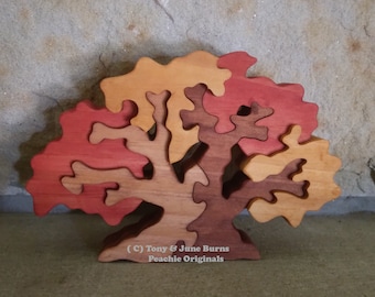 Fall Oak Tree Puzzle , Oak Tree puzzle , Puzzle , Handmade , wood Puzzle , Tree Puzzle , nature puzzle , June Burns , 3- D