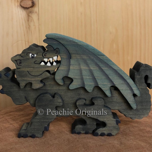 Battle Dragon puzzle , Dragon puzzle , Handmade Wood Puzzle , wood puzzle,  jigsaw puzzle , scroll saw puzzle , 3-D puzzle , art puzzle