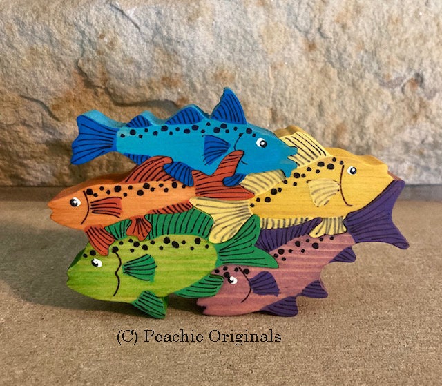 Fish Pile Wood Puzzle , Made in the USA , Fish , Ocean Puzzle , Art ...