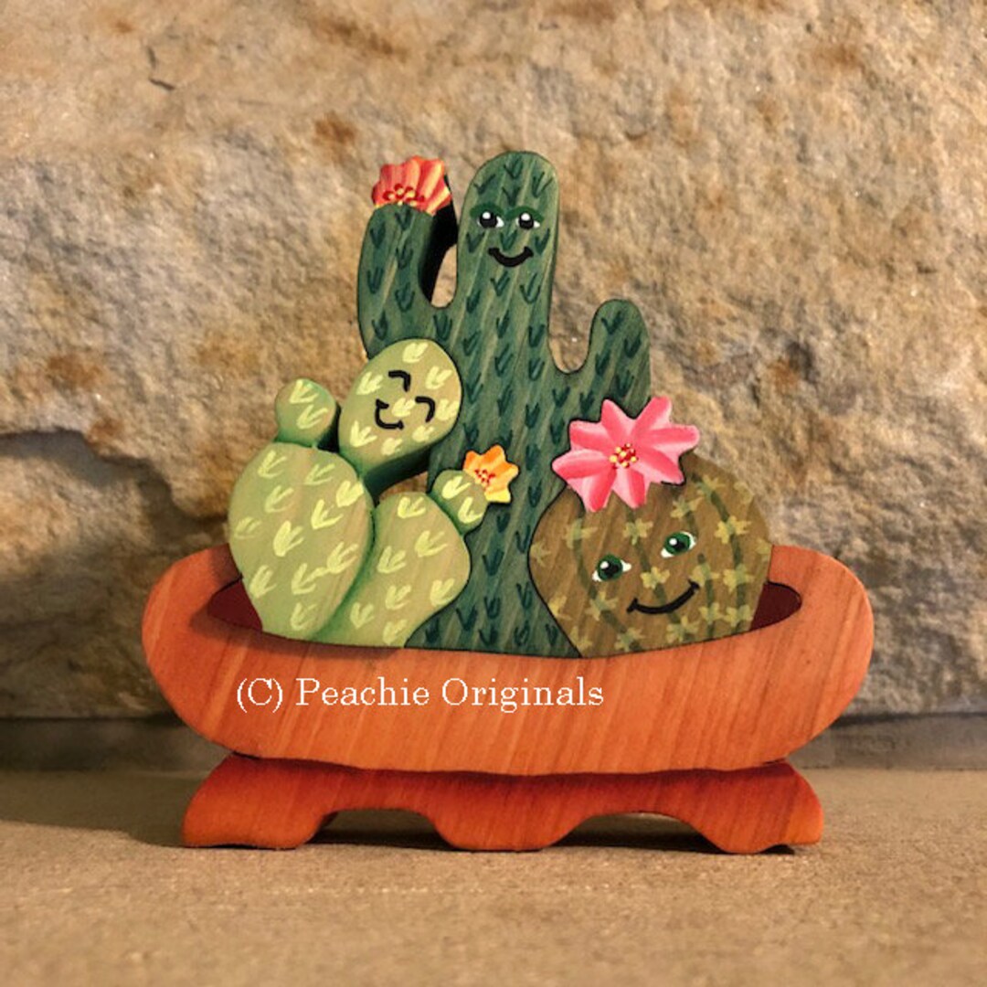 Cactus Garden Puzzle 3 D Wood Art Puzzle Scroll Saw Etsy