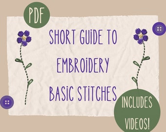 Beginners Guide to Embroidery Stitches | Learn to Embroider | Embroidery Tutorial | Beginner Craft Tutorial | INSTANT DOWNLOAD