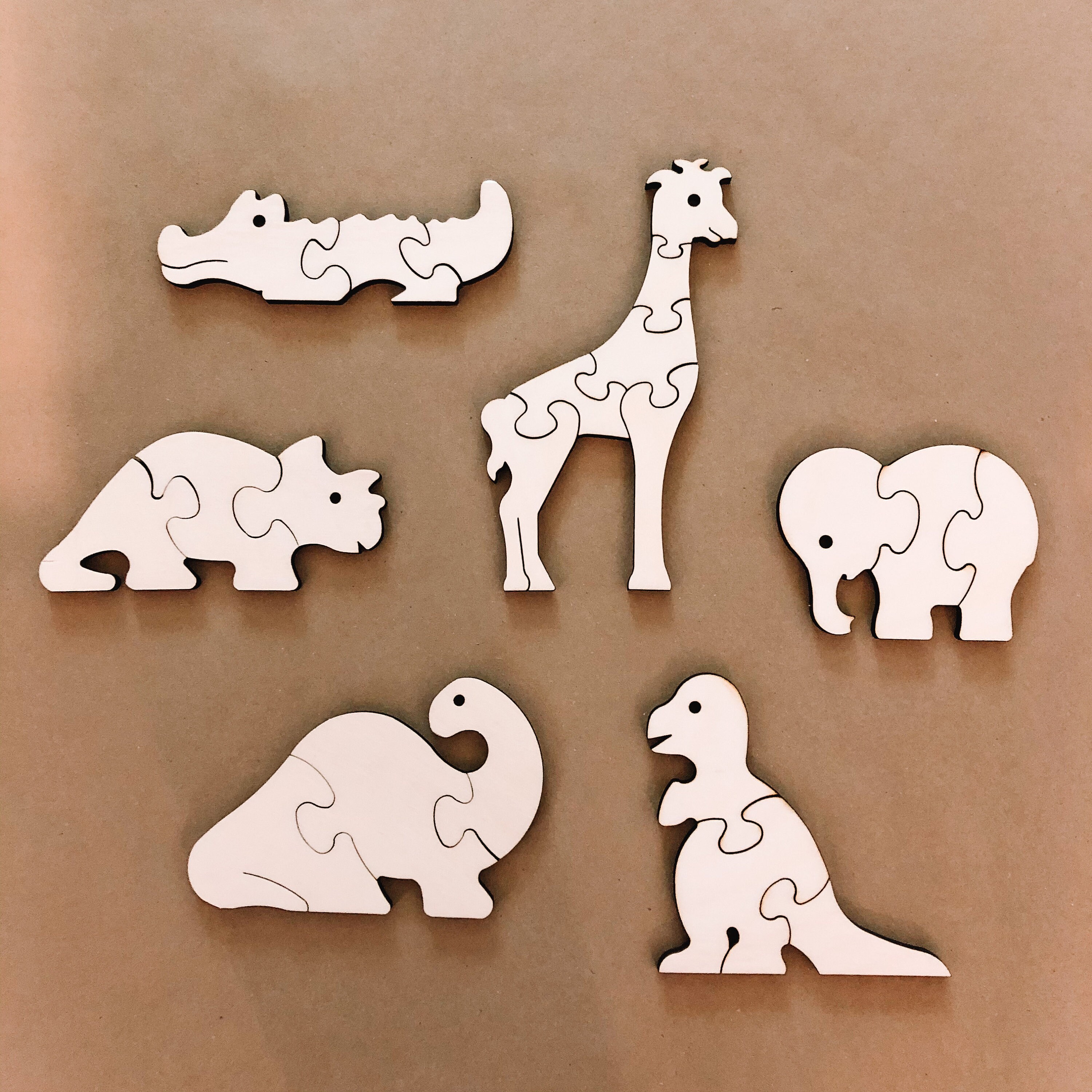 3 Piece Animal Puzzles Etsy