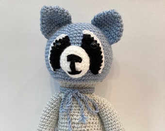 Raccoon,Pretty Little Doll, Amigurumi, Crochet Toy, Softie,Ssoft Plush, Handmade, Fun, Unique, Gift, Adorable, Present, Ready to ship