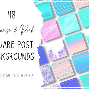 Post di Instagram, Neon, Insta, Sfondi, 48 Turquoise & Pink, Download digitale, PNG, Social Media, Pacchetto, Citazioni, Modelli Canva, Storie