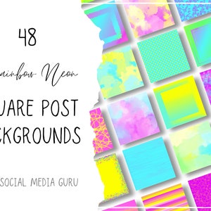 Instagram Post, Neon, Sjablonen, Achtergronden, Party, Rainbow, Digitaal Downloaden, PNG, Sociale Media, Bundel, Quotes, Canva Templates, Verhalen