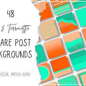 Instagram, Achtergrond, Template, Terracotta, Turquoise, Teal, Instant Download, Reizen, Blogger, Beauty, Quotes, Neon, Social Media, Canva