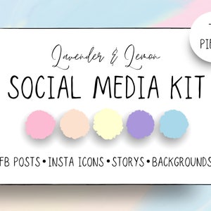Social Media Kit, Branding, Marketing, Pastel, Instagram Stories, Story Covers, Canva Templates, Highlight Icons, FB Post, Business Pack