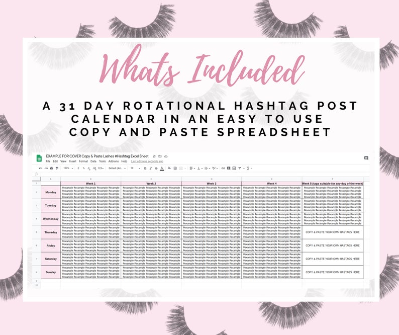 Lashes, Instagram, Marketing Hashtags, Branding, Copy & Paste, Social Media, Business Pack